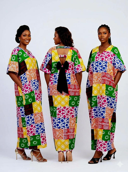 Colourblock bow detailed maxi gown